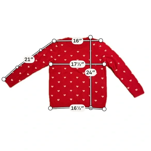 J.Crew Red Heart Print Crewneck Sweater Women’s Small Cotton Blend - Picture 4 of 7